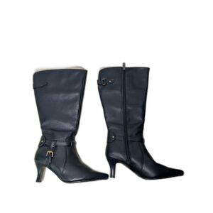 NWT RSVP black faux leather mid-calf boots Size 7.5W